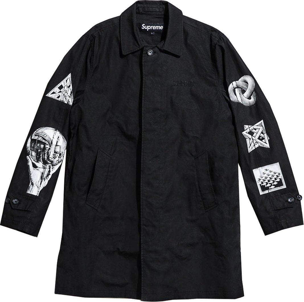 SUPREME M.C. ESCHER TRENCH COAT - BLACK | TangResell